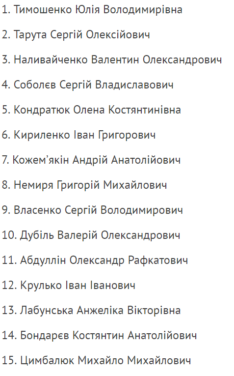 Список Тимошенко: кто получил проходные места в Раду