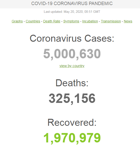 Коронавирусом в мире заболели 5 миллионов человек